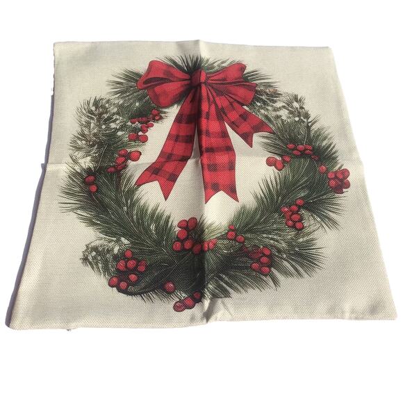 Set Of 4 Safavieh Accents Christmas Pillow Covers Wreath Truck Tree - Picture 3 of 5